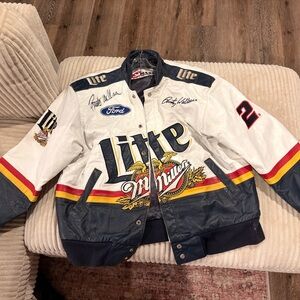 Chase Authentics White and Blue Bomber Jacket